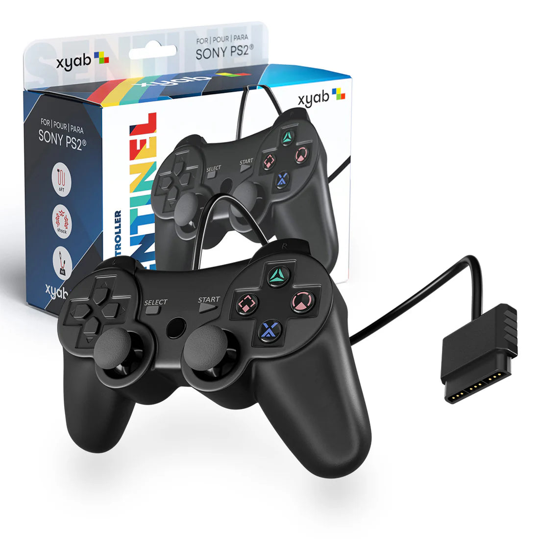 PS2 Wired Controller SENTINEL |Black (XYAB) (NEW) – Nostalgic